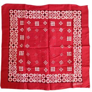 Vintage Hanky Bandana Cowboy Red 100% Cotton USA Geometric Colorfast Biker